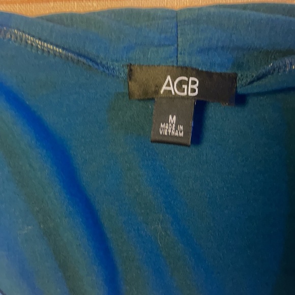 AGB SWEATER Cardigan blouse  TEAL CARDIGAN WITH WHITE INSERT MEDIUM - Picture 3 of 8